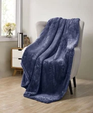 VCNY Home Avery Pure Plush Throw Blanket Navy, 50×60