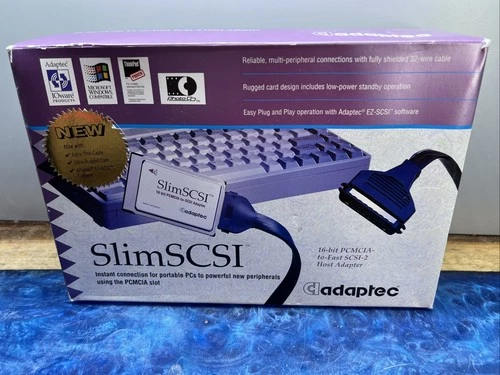 Adaptec SlimSCSI 1460 PCMCIA SCSI Adapter PC Card + Centronics 50 Cable Kit