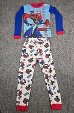 Vintage TRANSFORMERS ANIMATED Boys Pajamas Size 8 Two Piece Zip Up Red