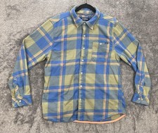 Chubbies Shirt Mens Large Blue Green Plaid Flannel Button Front Cotton Long