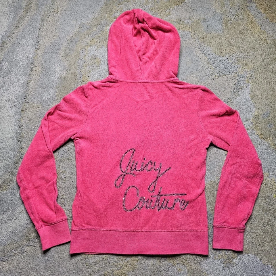 Juicy Couture Bedazled Oro Rosa Y2k Cremallera Chándal Chaqueta con Capucha Tela Terry Foto 2 de 4