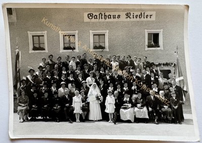 orig. Foto AK Petting Traunstein Gasthaus Riedler Hochzeit Feier um 1935