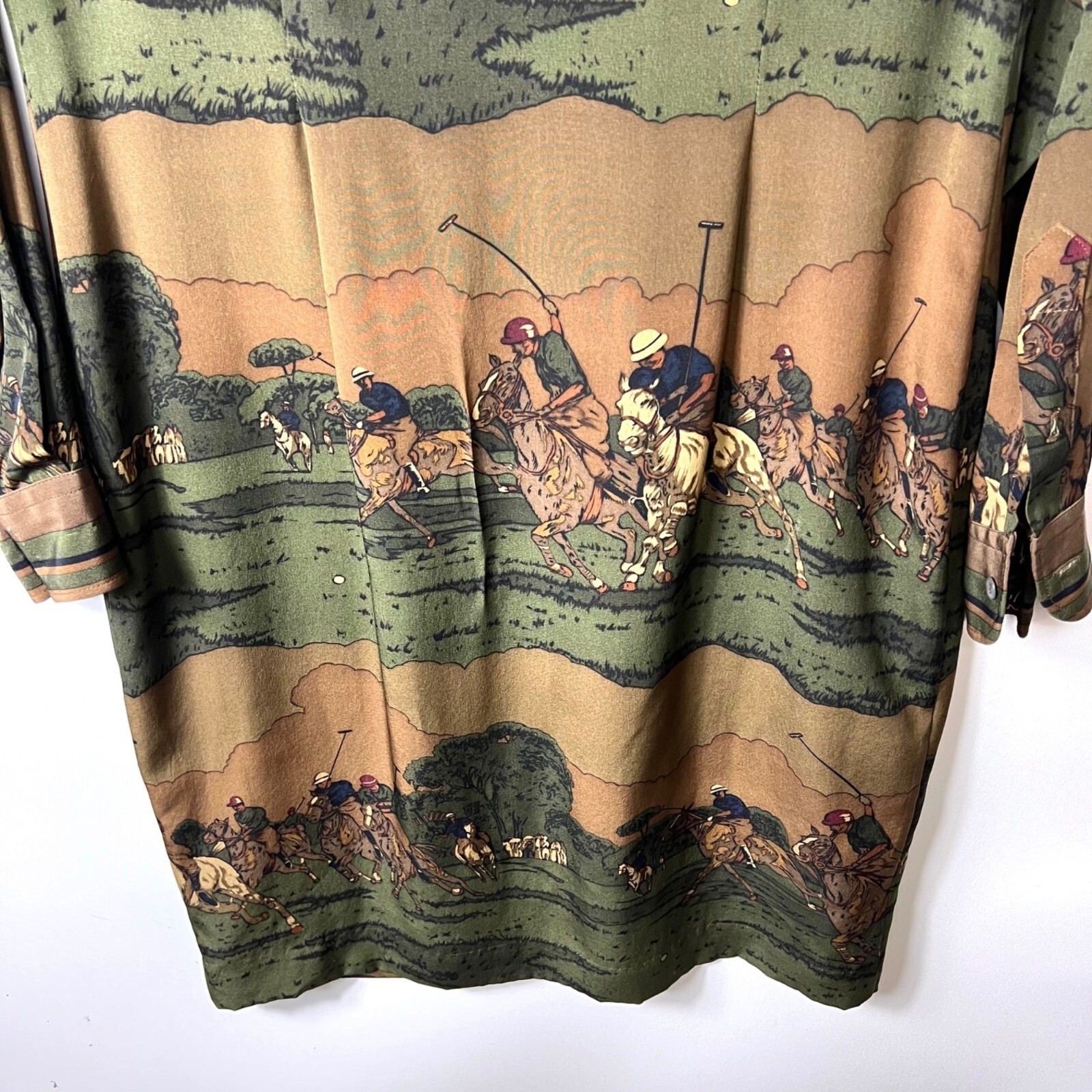 Vintage Lauren Ralph Lauren 100% silk equestrian button up dress women's size 8 thumbnail 8