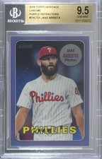 2018 Topps Heritage High Number Hot Box Chrome Purple Refractor Jake Arrieta e6p