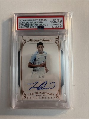 2018 Panini National Treasures Penmanship Marcus Rashford Bronze /25 Psa10