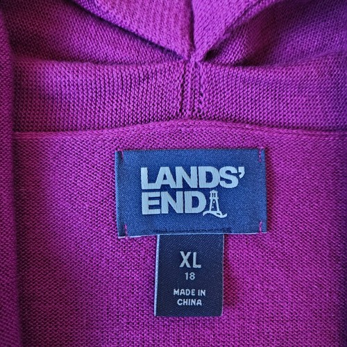 Lands' End Cardigan Size XL Purple Open Front Classic Office Layering Cotton - Picture 6 of 12