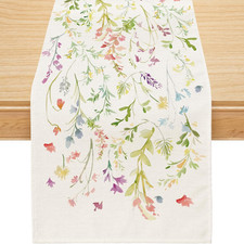 Spring Table Runner, Wildflowers Floral Butterfly Table Decoration Seasonal