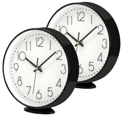 Coloch 2 Pack Table Clock on Stand, 8 Inch Vintage Silent Non-Ticking Wall Cl...