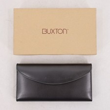 Vintage Buxton Black Leather Clutch Wallet Billfold Organizer New in Box NOS 7.2
