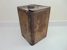 Vintage Standard Oil Polarine tin 5 gal square oil can w/ pouring spout-w/wear 