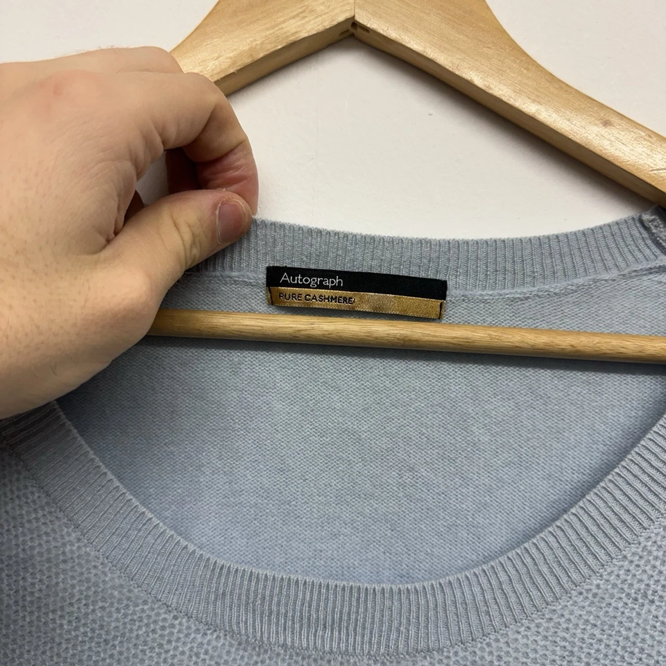 Autograph Women's Jumper Size 16 Ice Blue Cashmere Long Sleeve Knit Top Pullover - Image 3 of 4