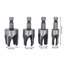 Tapered Plug Cutter Set Of 4 5/8in 1/2in 3/8in 1/4in OD Imperial Seamless Fit