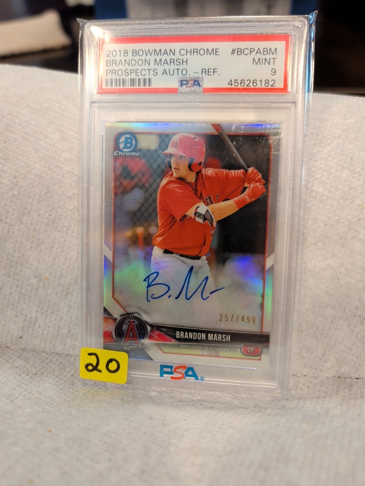 2018 Bowman Chrome Brandon Marsh #BCPA-BM PSA 9 Rookie Auto Refractor /499