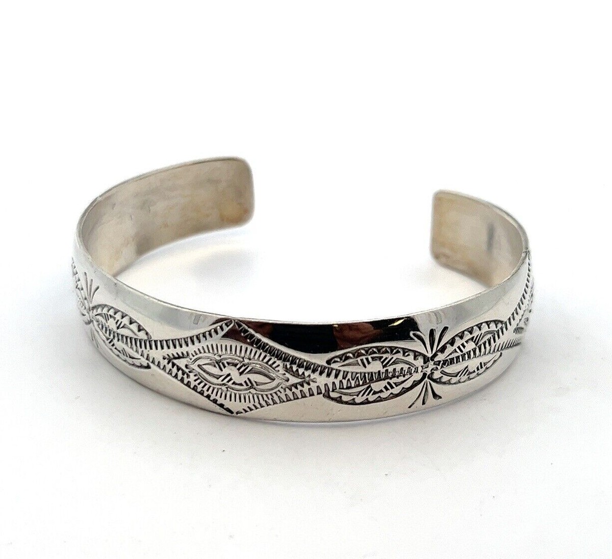 VJP 925 Sterling Silver Navajo Patterned Cuff Bracelet 20g, Inch Wrist