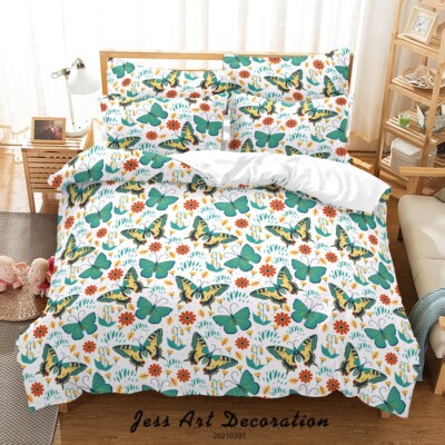 3D Floral Butterfly Pattern Colorful Quilt Cover Set Bedding Sets Pillowcases 64