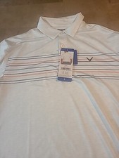 Callaway Shirt Mens Large White Short Sleeve Stretch Wicking Golf Polo