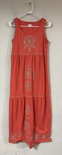 J Jill Sleeveless Maxi Dress Size XSmall Coral Embroidered Beaded Boho