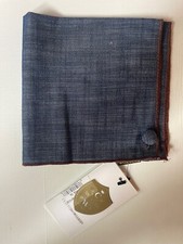 NWT CLIFTON WILSON Men  s 100 Cotton Pocket Square Blue Denim Made In USA 60