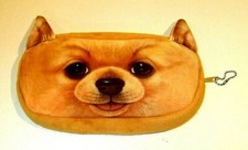 Soft Plush Brown Dog Puppy Zippered Pencil Case - NEW  8 