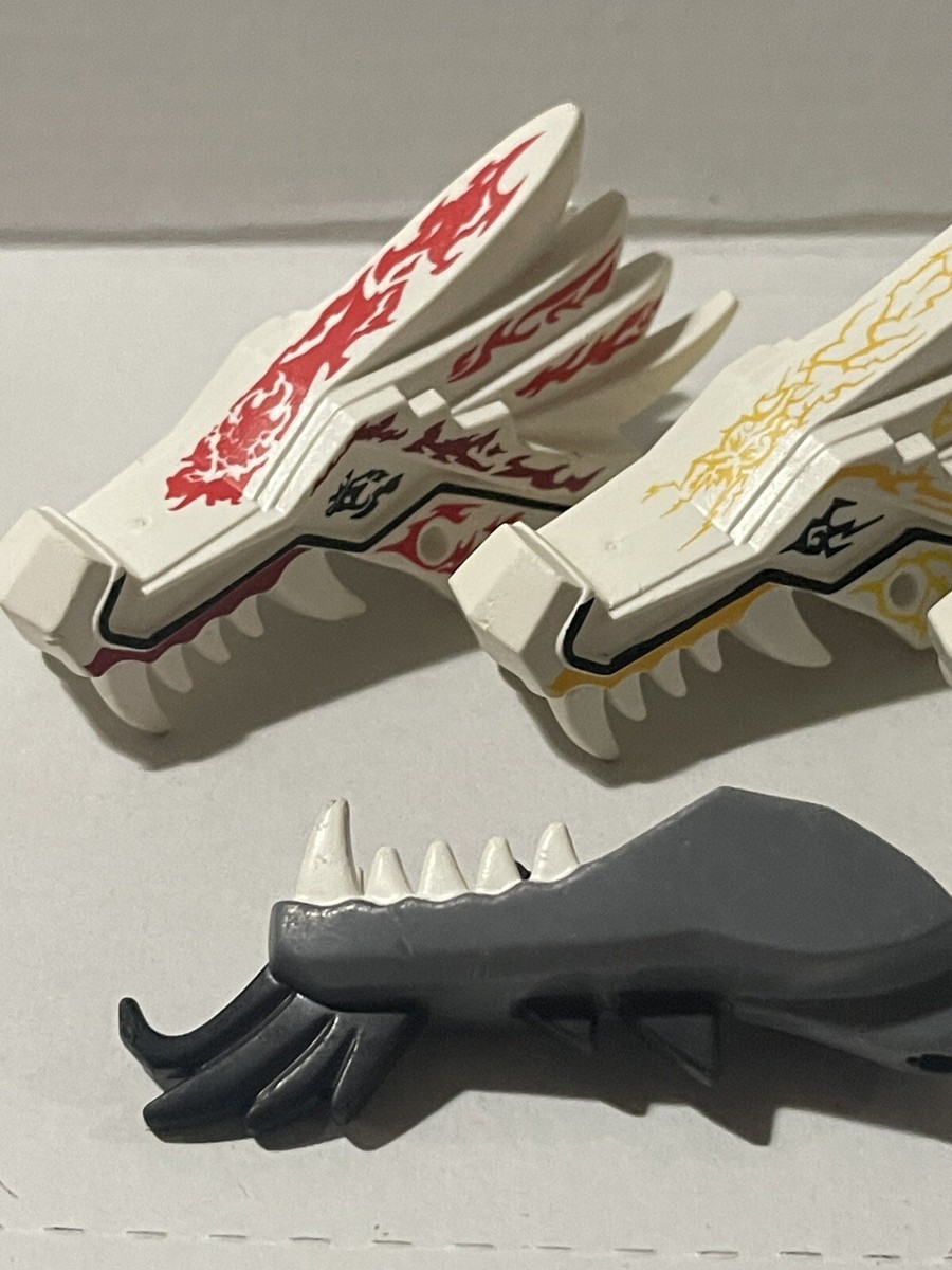 Lego 9450 Ninjago White Dragon Heads Lot Genuine Fire Spirit