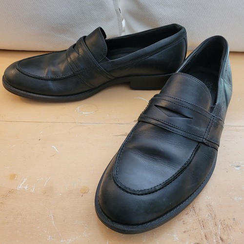ECCO Mens Black Leather Penny Loafers 