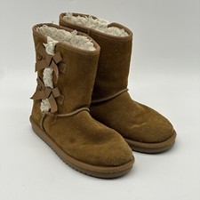 Koolaburra By UGG Victoria Short Chestnut Suede Faux Fur Boots Women's Size 6