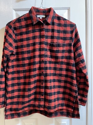 Madewell Women Flannel Oversized Ex Boyfriend Shirt, Buffalo Check XS Free Ship