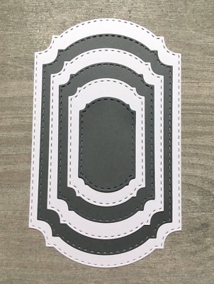 Stanzschablone/ Cutting dies Etikett Label Ticket mit Naht stitched