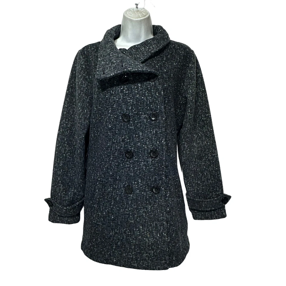 Chaqueta Chaquetón Ike Behar Gris Polar M Doble Pecho Botón Invierno Cálida Foto 2 de 4