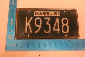 1961 61 MASSACHUSETTS MA MASS LICENSE PLATE TAG #K9348 9348 K