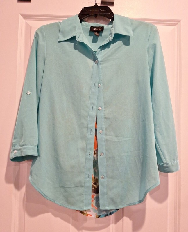 Ladies IZ Buyer Green And Orange Multi Floral Design In Back Button Front...