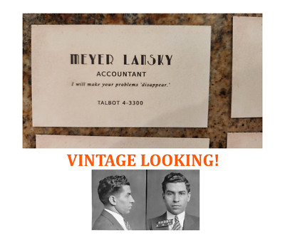 25 1920's Vintage Looking Meyer Lansky Business Cards. Hand them out.