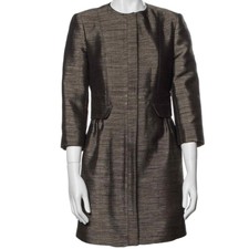 Burberry London Brown Printed Coat, Size Us6/it40