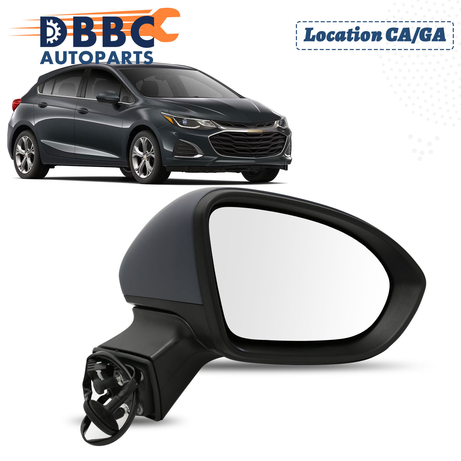 For 2016-2019 Chevy RH Cruze Mirrors Passenger Right Hand Side GM1321541 3-Pin