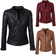 Maze Damen Lederjacke tailliert im Biker Look aufwendige Details MJ-31-Ryana 