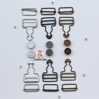 Set of 32mm Dungaree Clips Overall Buckles Sets in Black Silver