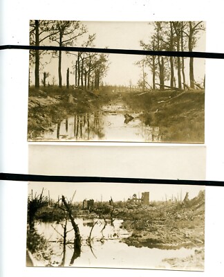 2 Military Photographs. AISNE. LA NEUVILLE. After a bombing. MAI 1917