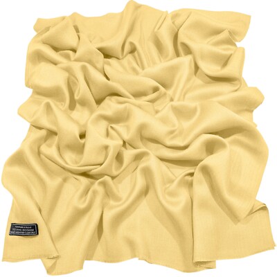 Light Gold Solid Color Nepalese Fringe Shawl Scarf Stole Pashmina CJ Apparel NEW
