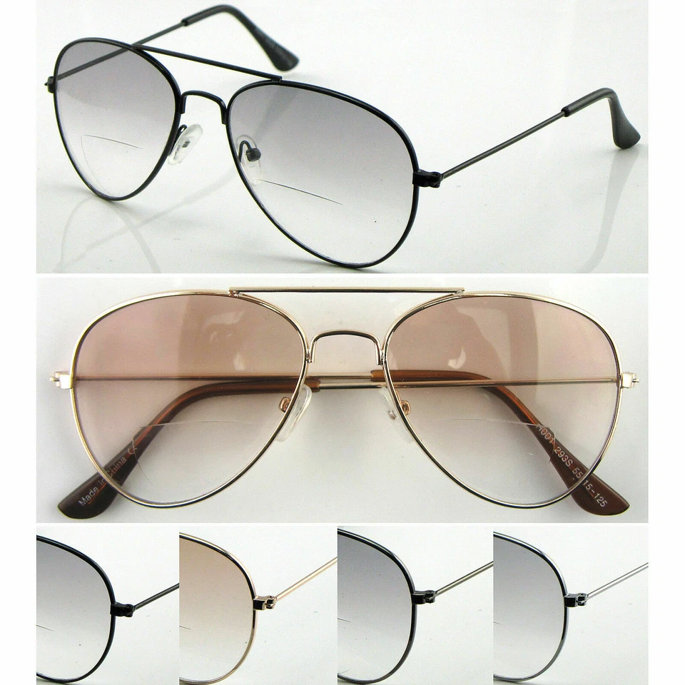 Classic Bifocal Aviator Reading Sunglasses and Tinted Lens Reading Glasses R293B