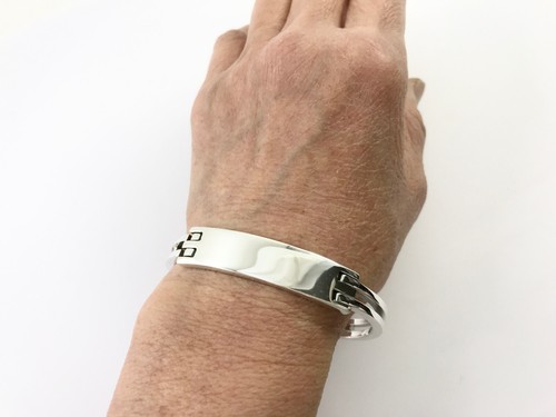 925 Sterling Silber Armreif mit Scharnier und ID-Schild. 6,9" / 17,5 cm, 37~39 g - Bild 2 von 15