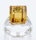 GENUINE 8.70 Cts YELLOW TOPAZ RING SOLID 10K WHITE GOLD - Free Appraisal - NWT — photo 2