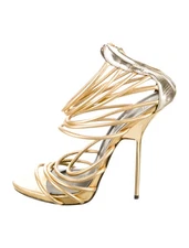 GIUSEPPE ZANOTTI Gold & Metallic Leather Gladiator Sandals SZ 11 IT 41 Good Cond