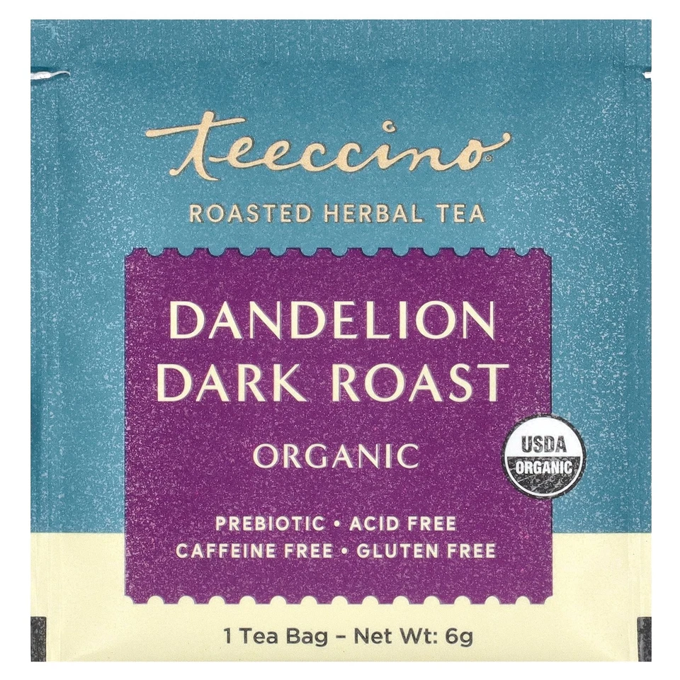 Té de hierbas tostado orgánico, diente de león tostado oscuro, sin cafeína, 25 bolsitas de té, Foto 3 de 3