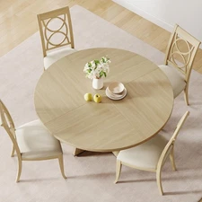 47" Round Dining Room Table ,Farmhouse Wood Kitchen Table Dinner ,Pedestal Base