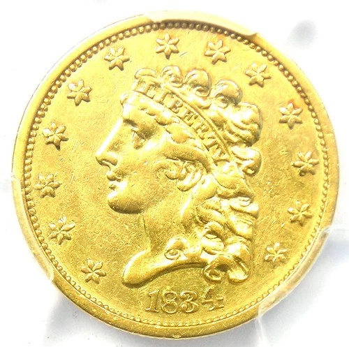 1834 Classic Gold Quarter Eagle $2.50 Coin - Certified PCGS XF Details - Rare!