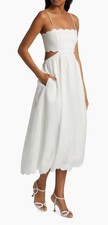 Zimmermann Rhiannon Scallop Linen Voile cutout Midi-Dress size 3/ M/ US 8-10