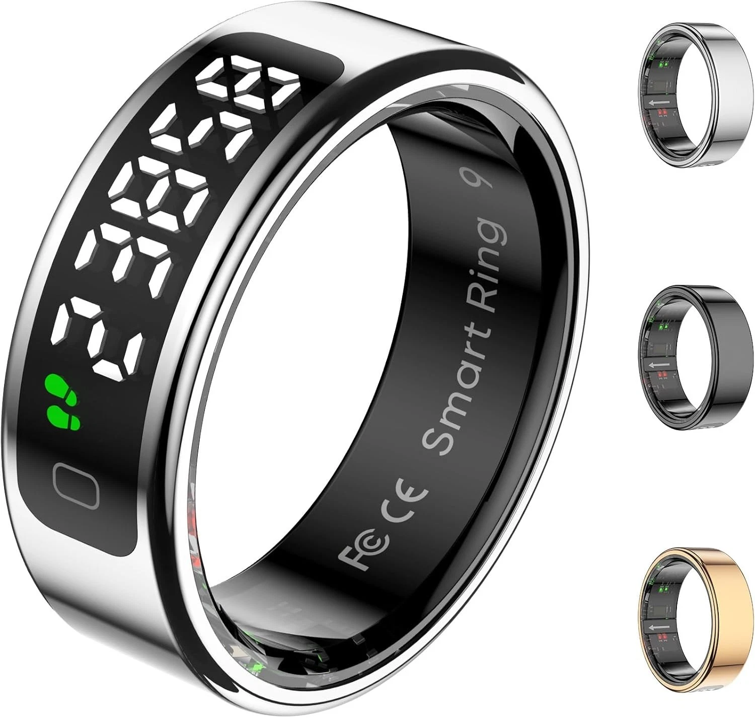 Smart Ring Fitness Tracker Watch Size 12 Silver Heart Rate Step Counter Android
