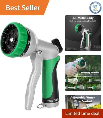 Ergonomic Heavy-Duty Water Hose Nozzle with 7 Spray Patterns for Efficient Use