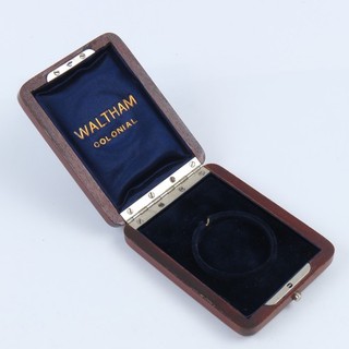 Waltham 12 Size “COLONIAL” Mahogany Velvet Lined Genuine Factory Wristwatch Box
