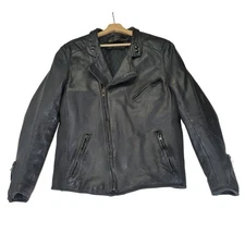 Vintage Hein Gericke Harley-Davidson AMF Black Leather Biker Jacket Mens 42 Tall